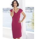 Gina Bacconi Pleated Bodice V Neck Dress