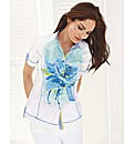 Just White Placement Print Crinkle Shirt