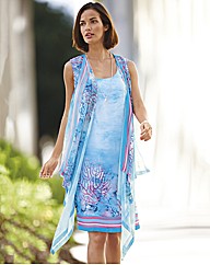 Basler Sea Life Print Chiffon Dress