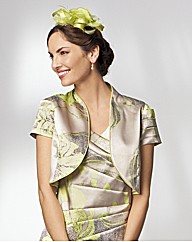 Gold Floral Printed Satin Bolero