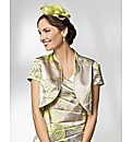 Gold Floral Printed Satin Bolero