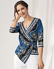 Joseph Ribkoff Mock Wrap Print Top