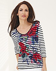 Gerry Weber Stripe Floral Print Jumper