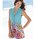 Pomodoro Floral Border Ruffle Trim Tunic