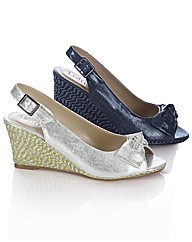 Lotus Printed Leather Wedges