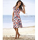 Lebek Mock Wrap Floral Jersey Dress