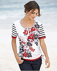 Gelco Floral and Stripe Print Jersey Top