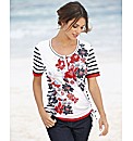 Gelco Floral and Stripe Print Jersey Top