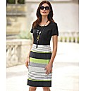Frank Walder Stripe & Plain Shift Dress
