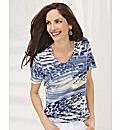 Gelco Print and Stud V Neck Top