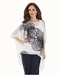 Ronen Chen Chiffon Bat Wing Sleeved Top