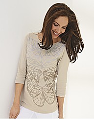 Monari Jersey Top With Butterfly Print