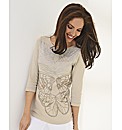 Monari Jersey Top With Butterfly Print