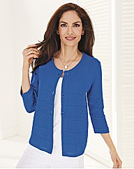 Rabe 3/4 Sleeved Crochet Knit Cardigan