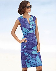 Adrianna Papell Sateen Leaf Print Dress