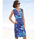 Adrianna Papell Sateen Leaf Print Dress