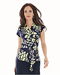 Gold Digital Print Mock Wrap Top