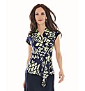 Gold Digital Print Mock Wrap Top