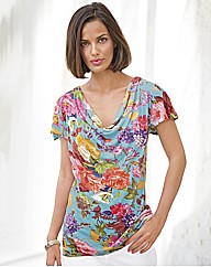 Pomodoro Sleeveless Cowl Neck Print Top