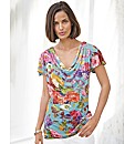 Pomodoro Sleeveless Cowl Neck Print Top
