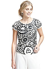 Gina Bacconi Sequin Flower Top