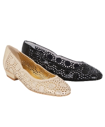 HB Shoes Leather Floral Cut Out Pumps