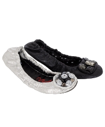 Redfoot Diamante Trim Fold Up Pumps