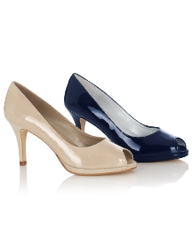 HB Shoes Patent Peep Toe Court Shoes