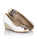 Lotus Peep-Toe Wedges With Jewel Trim