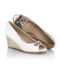 Lotus Peep-Toe Wedges With Jewel Trim