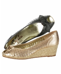 Cefalu Perforated Peep-Toe Wedges