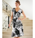 Marc James Frill Trim Georgette Dress