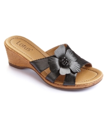 Lotus Flower Wedge Mule Sandals E Fit