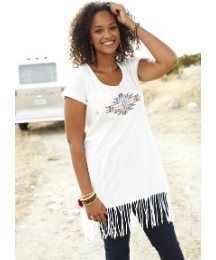Angel Ribbons Jersey Fringe Hem Top
