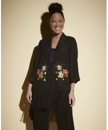 Anna Scholz Floral Fringed Shrug Jacket