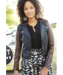 Angel Ribbons Contrast Biker Jacket