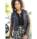 Angel Ribbons Contrast Biker Jacket