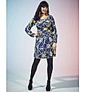 Ruby Rocks Print Tie Neck Tunic Dress