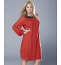 Rise Sequin Trim Sheer Sleeve Dress