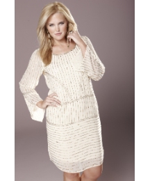 Rise Aysmmetric Beaded Front Dress