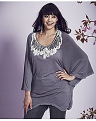 Frock & Frill Lace Trim Cape Jersey Top