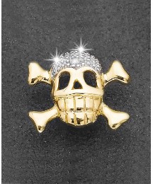 9ct Gold Diamond Skull n Crossbone Stud