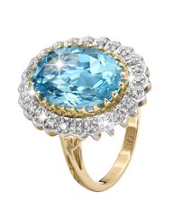 9ct Gold 6ct Blue Topaz & Diamond Ring