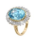 9ct Gold 6ct Blue Topaz & Diamond Ring