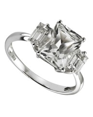 9 Carat White Gold White Topaz Ring
