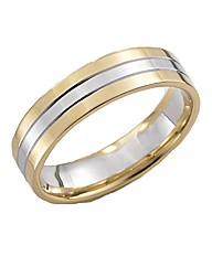 9 Carat Gold Gents Two-Tone Wedding Band