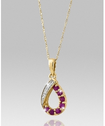 9ct Gold Ruby & Diamond Set Pendant