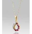 9ct Gold Ruby & Diamond Set Pendant