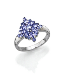 Sterling Silver Tanzanite Cluster Ring