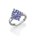 Sterling Silver Tanzanite Cluster Ring